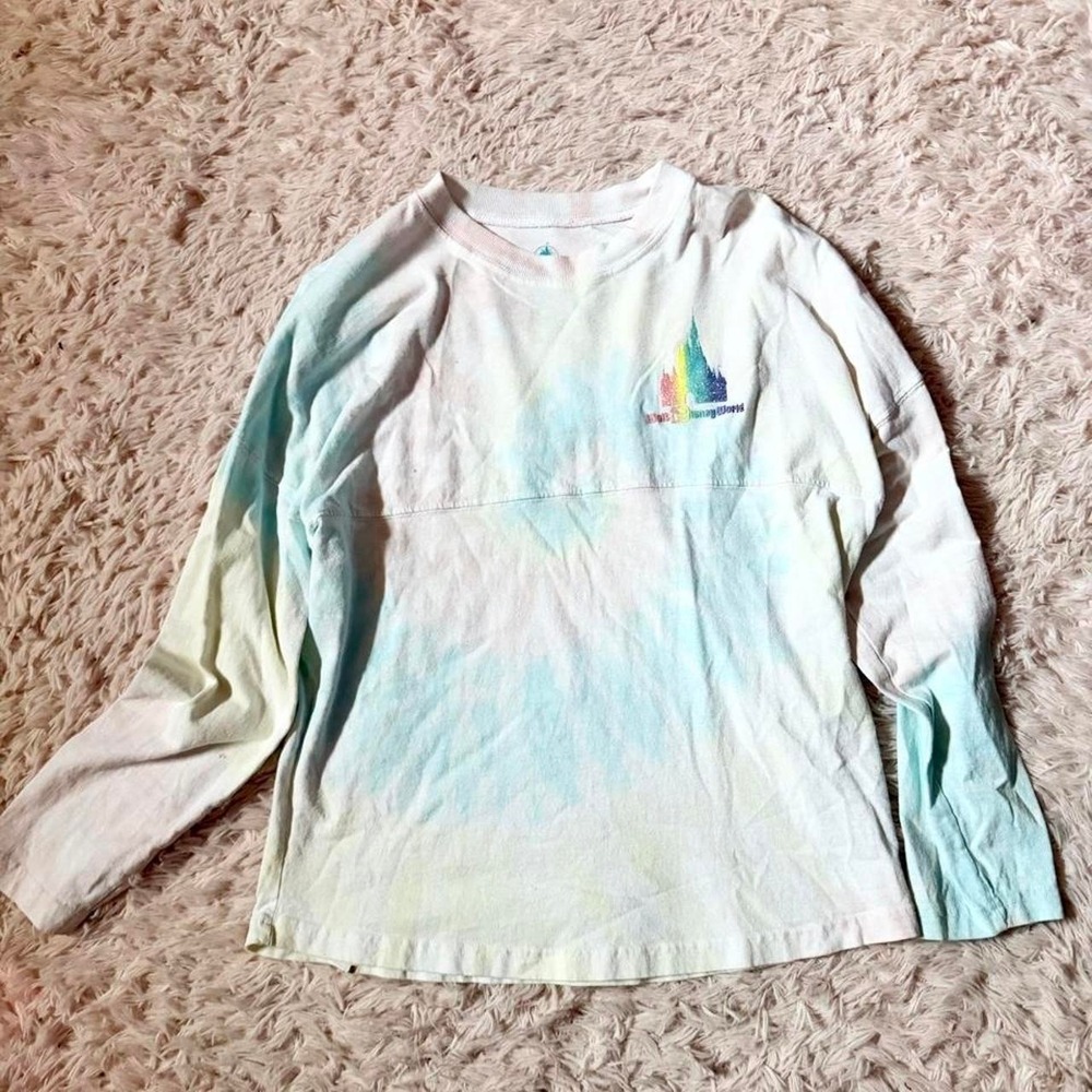 Disney World Rainbow Cotton Candy Magical Sparkle Spirit Jersey Girls XL Pride